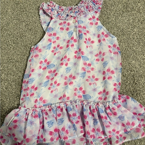 Calvin Klein White & Pink Floral Dress Girl's Size 5 - Picture 7 of 7